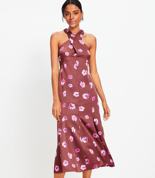 Hibiscus Ruffle Midi Halter Dress