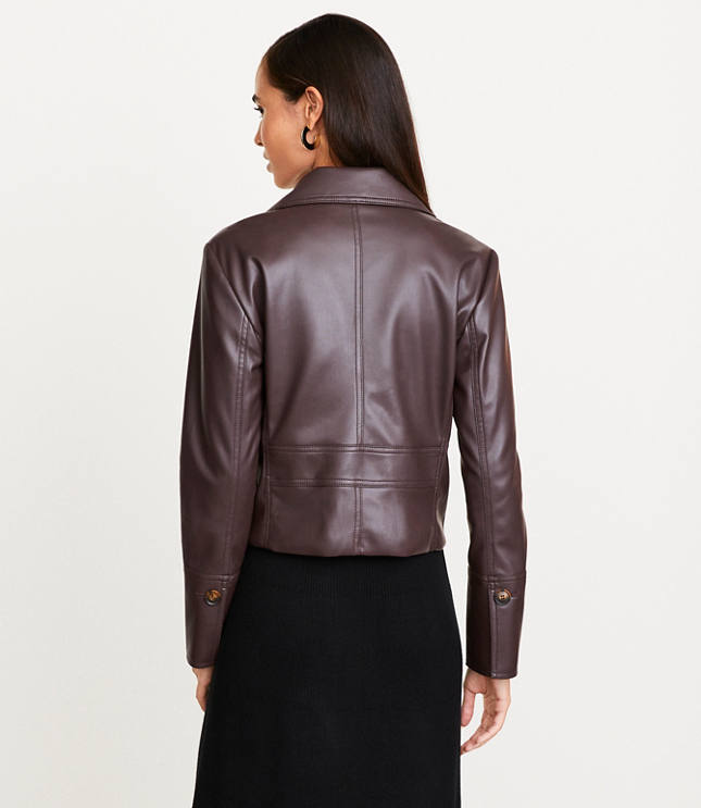 LOFT Versa Faux Leather Cropped Double Breasted Blazer