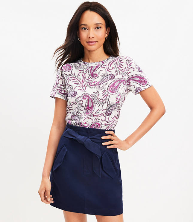 Embroidered Scalloped Shift Skirt