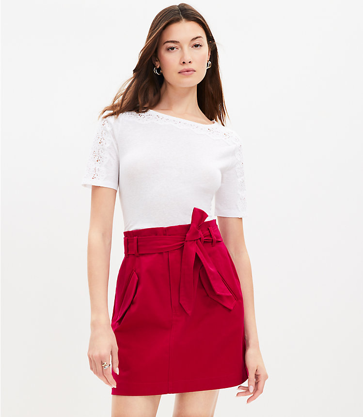 Petite Tie Waist Flap Pocket Skirt image number null