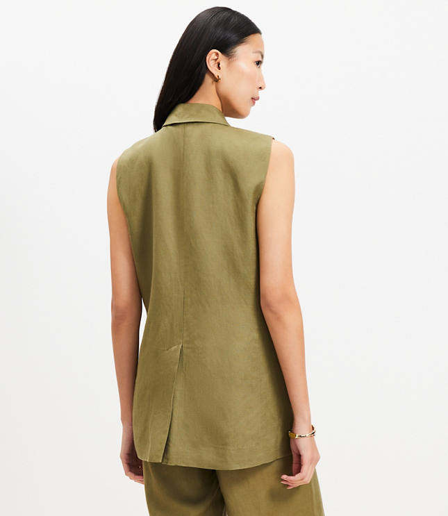 Linen Blend Double Breasted Vest