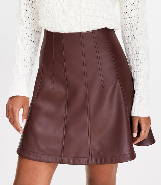 Faux Leather Seamed Mini Skirt