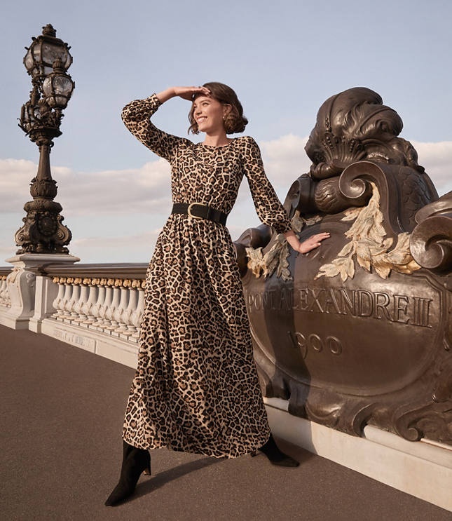 Leopard Print Smocked Waist Maxi Dress