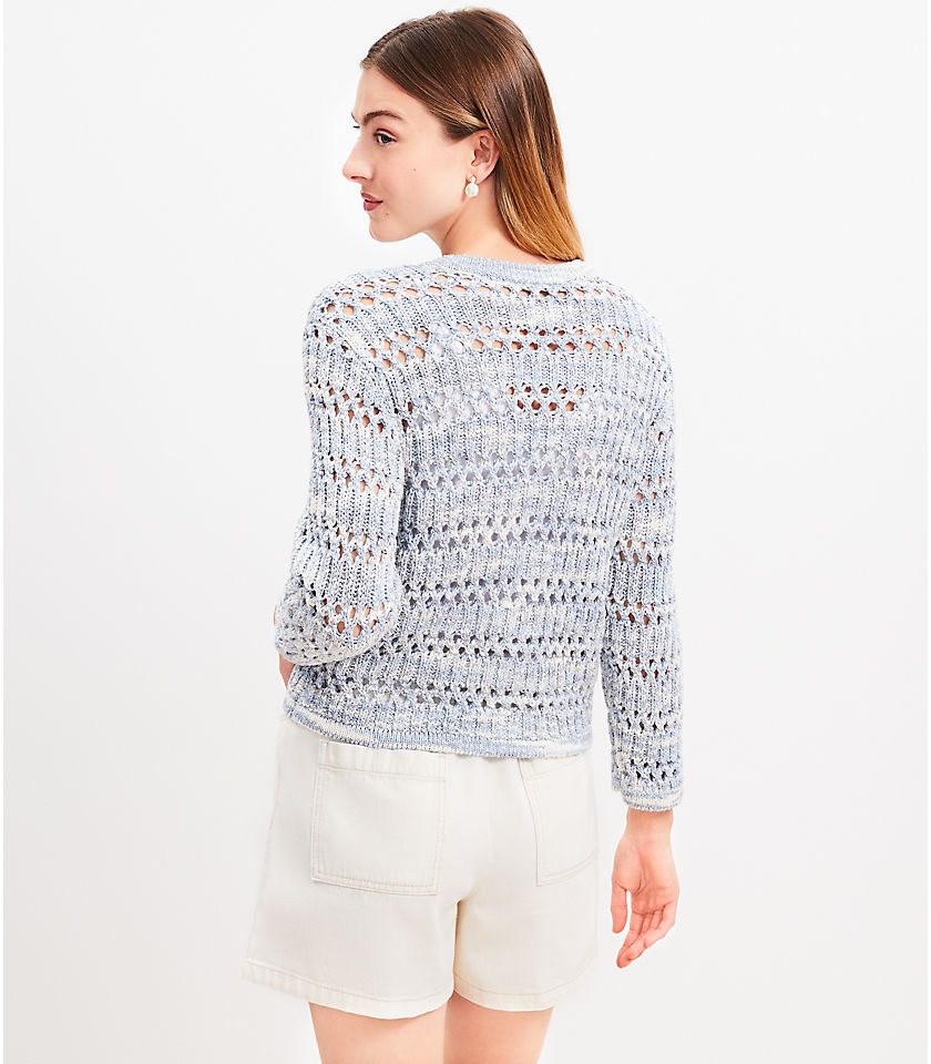 Marled Open Stitch Sweater Jacket