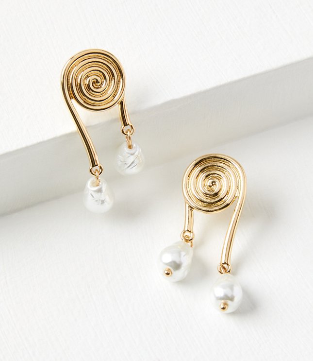 Pearlized Spiral Drop Earrings