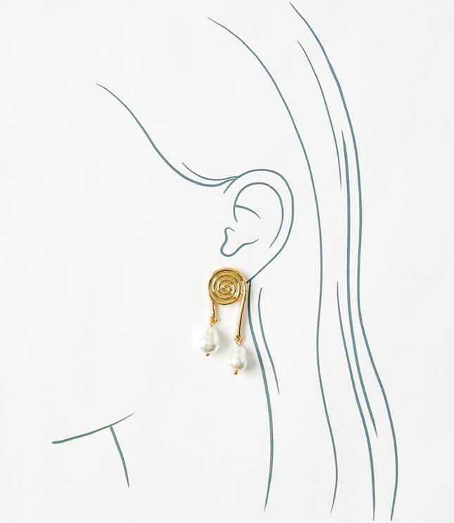 Pearlized Spiral Drop Earrings