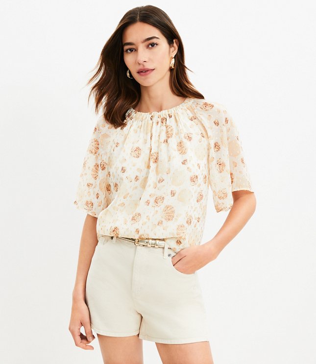 Petite Eyelet Split Neck Top - Evening Olive