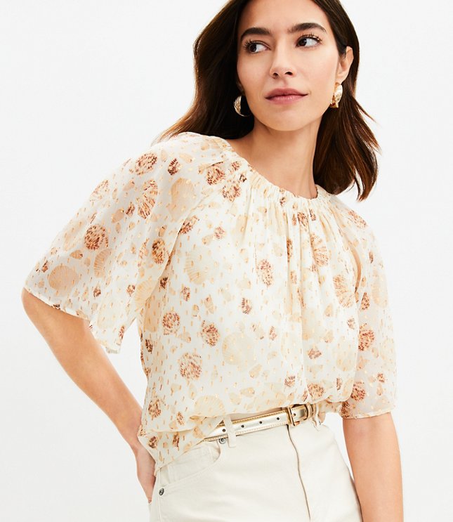 Floral Flutter Sleeve Square Neck Top