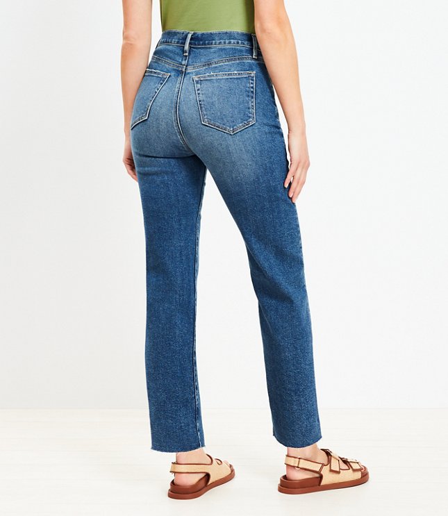 Tall High Rise Full Length Straight Jeans in Vintage Distressed Wash - Vintage Distressed Wash