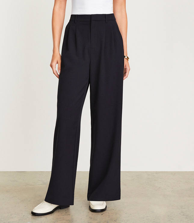 LOFT Versa Seasonless Stretch Double Pleat Wide Leg Pant