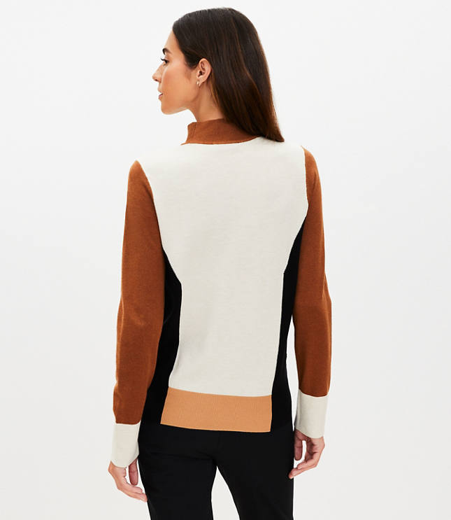 Colorblock Mock Neck Sweater