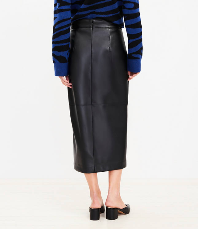 Faux Leather Midi Wrap Skirt