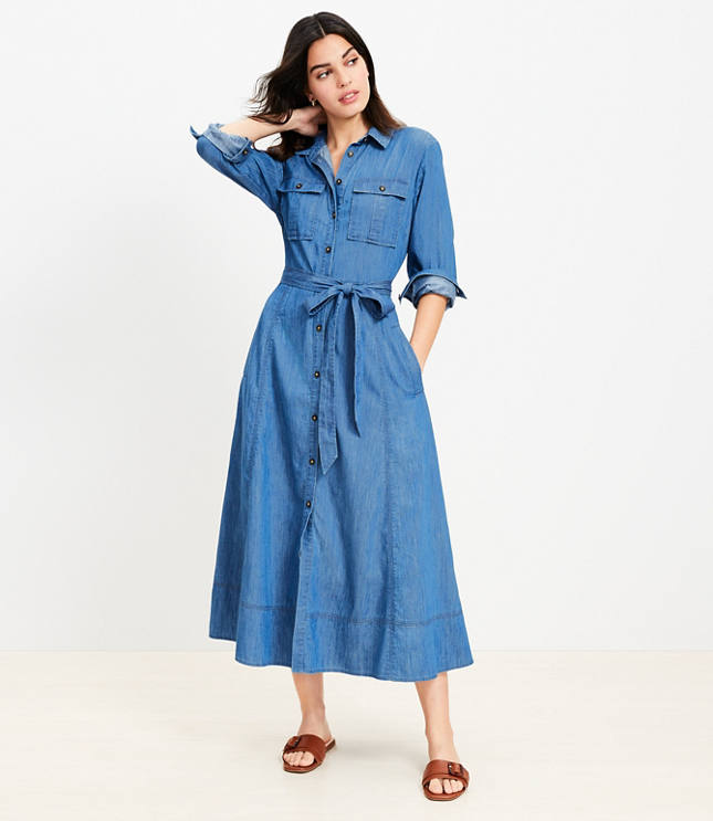 Tie Puff Sleeve Midi Dress