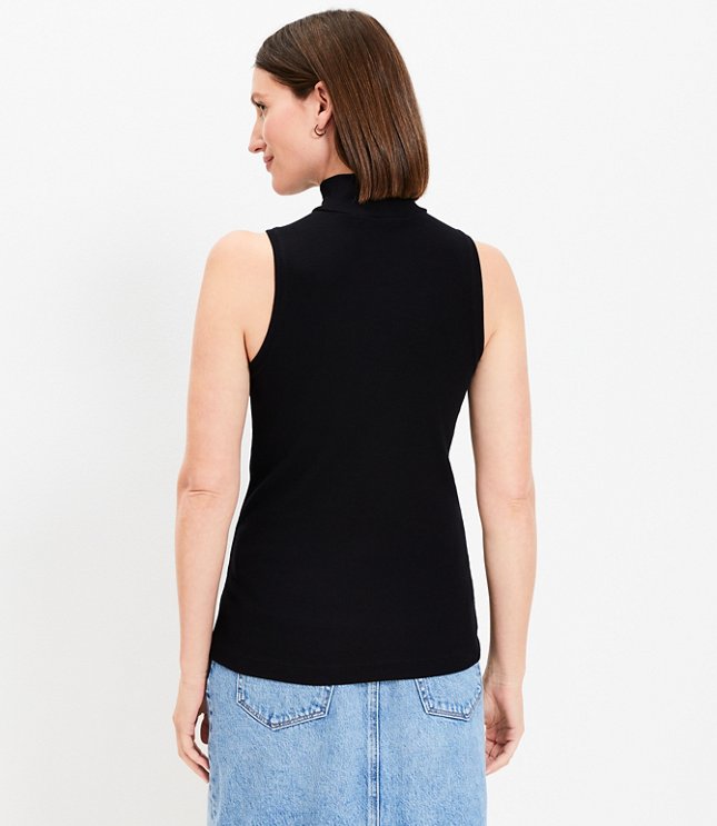 Petite Mock Neck Perfect Ribbed Tank Top