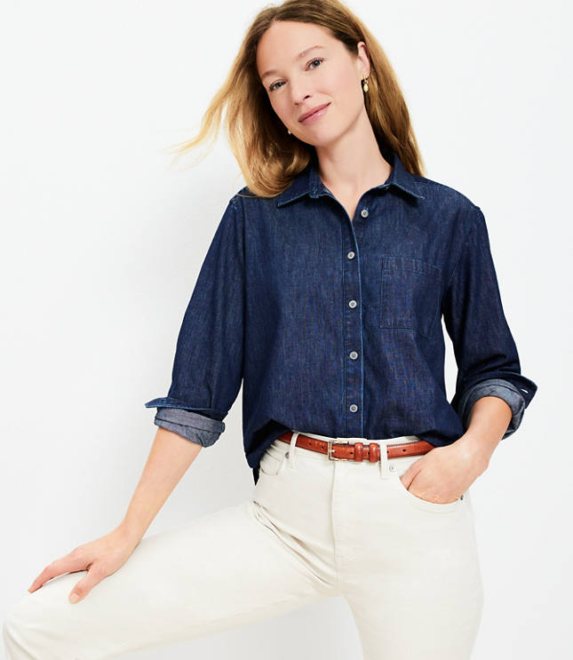 Poplin Seamed Blouson Back Shirt