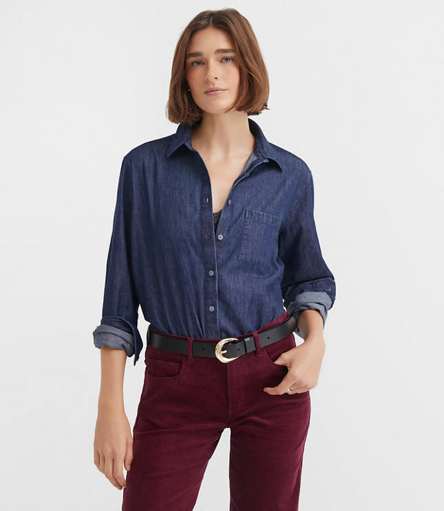 Poplin Seamed Blouson Back Shirt