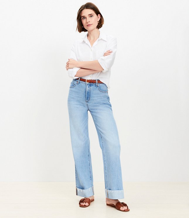 Curvy Side Stripe High Rise Straight Jeans in Vintage Mid Indigo Wash