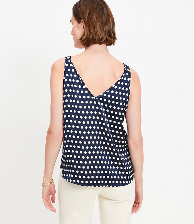 Petite Dotted Satin Double V Tank Top