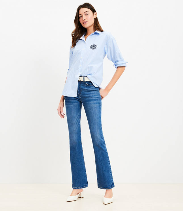Loft Petite Mid Rise Boot Jeans in Light Wash