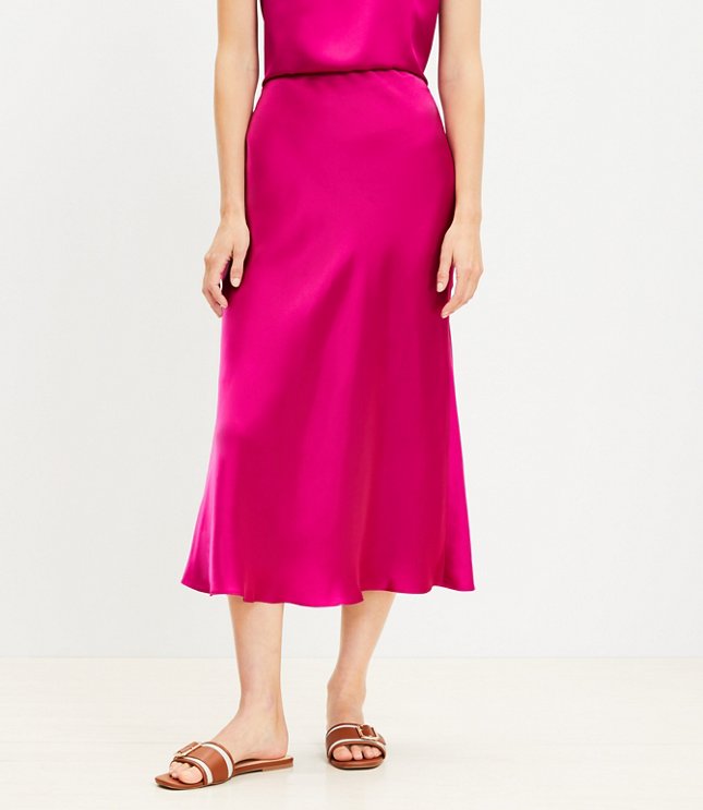 Petite Satin Bias Midi Skirt