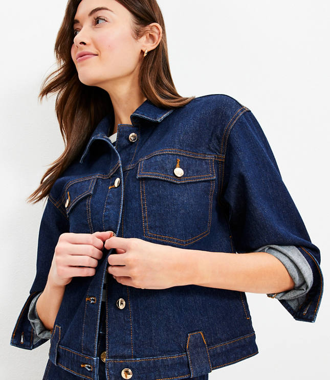 Denim Trucker Jacket in Light Mid Indigo Wash