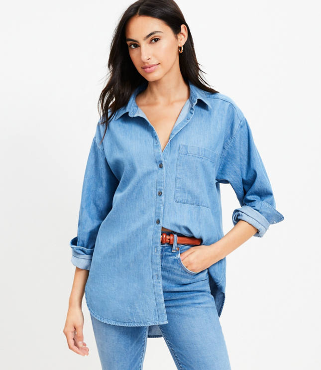 Poplin Seamed Blouson Back Shirt