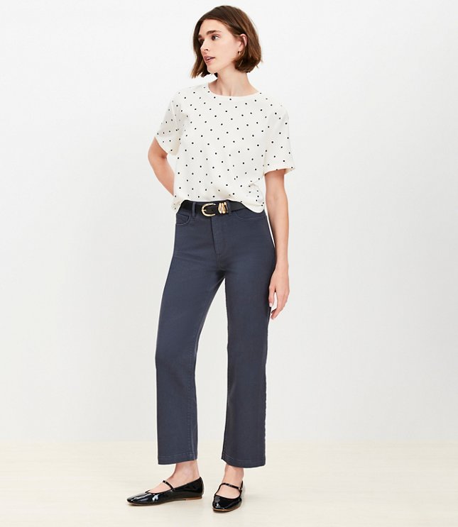 Petite Five Pocket Straight Pants in Twill