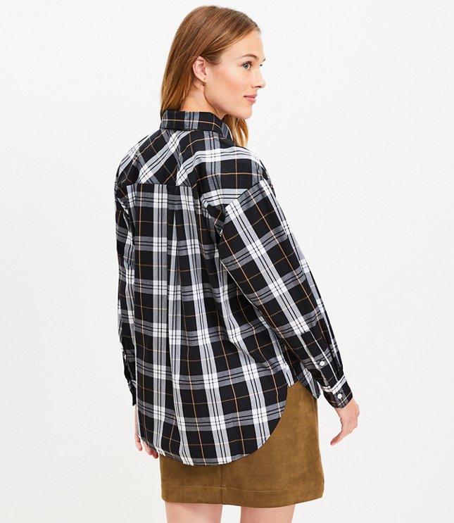 Plaid Cotton Oversized Pocket Shirt