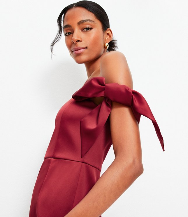 Petite Bow Off The Shoulder Mini Dress