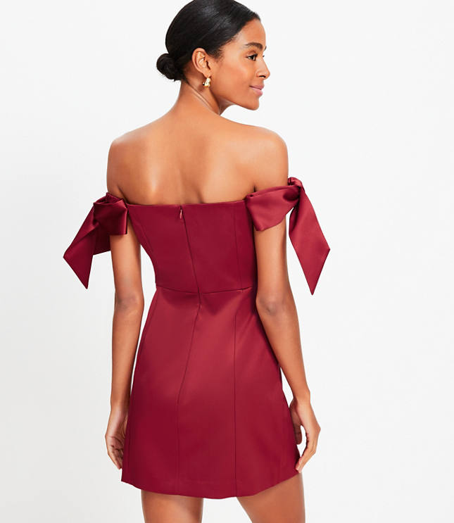 Petite Bow Off The Shoulder Mini Dress carousel Product Image 3