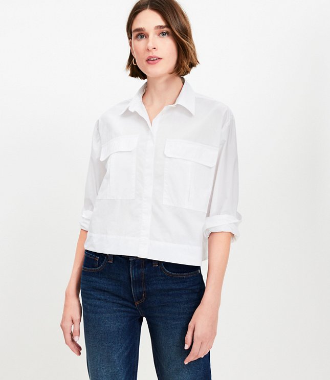 Poplin Seamed Blouson Back Shirt