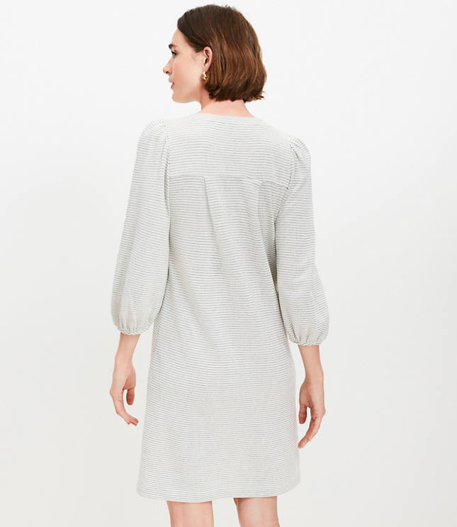 Petite Stripe Textured Pleated Mini Dress