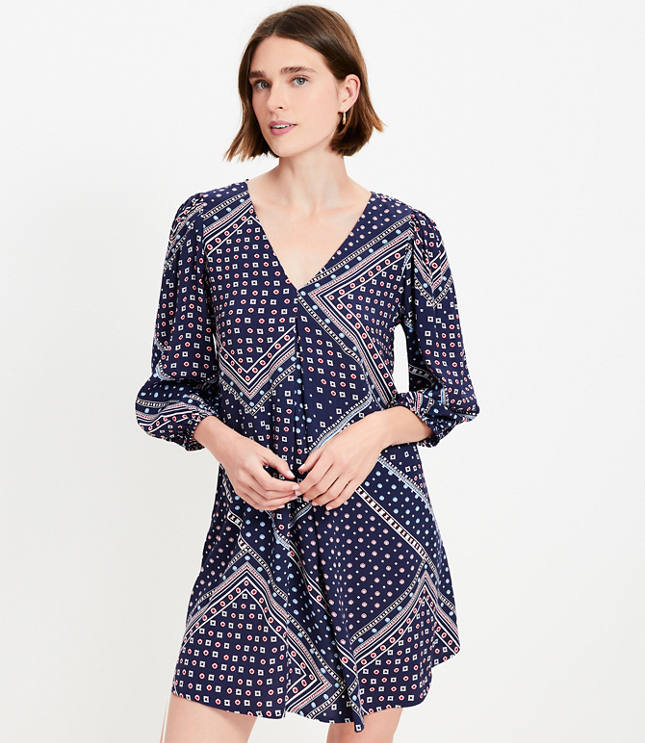 Petite Crinkle Flounce Puff Sleeve Dress