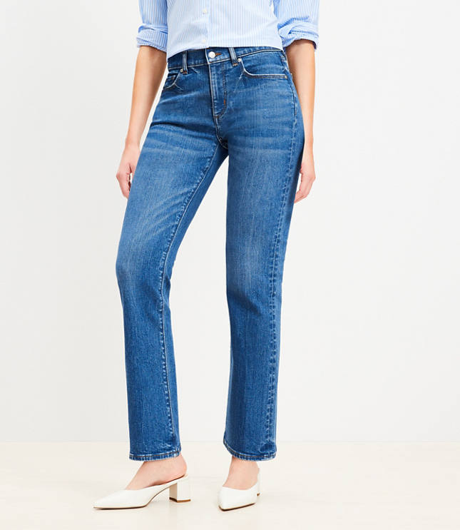 Loft Curvy Mid Rise Boot Jeans in Authentic Dark Wash