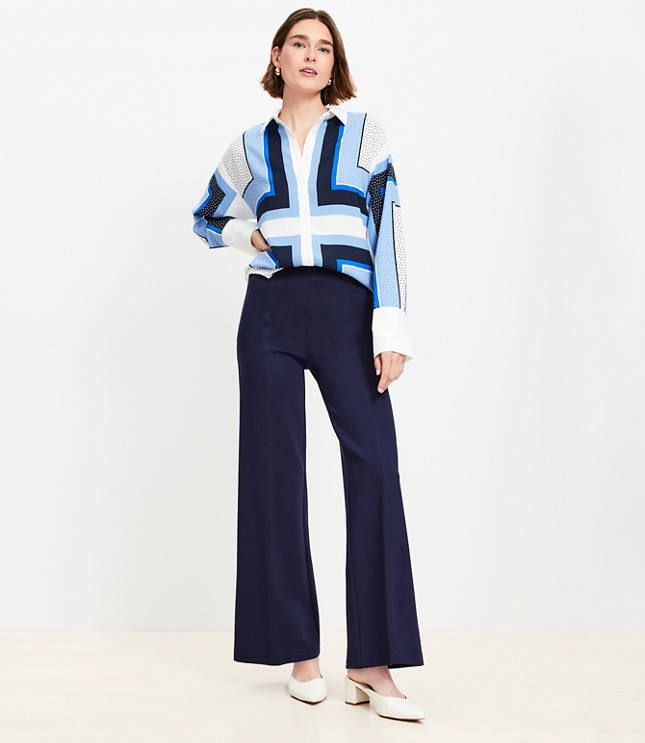 Petite Ponte Wide Leg Pants