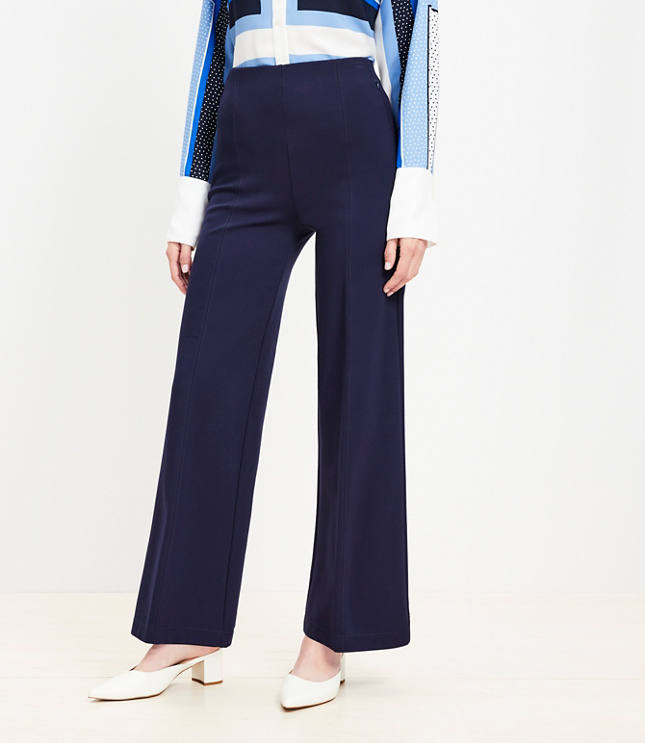 Petite Ponte Wide Leg Pants