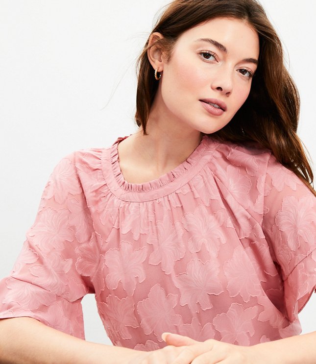 Petite Starry Eyelet Ruffle Peplum Top