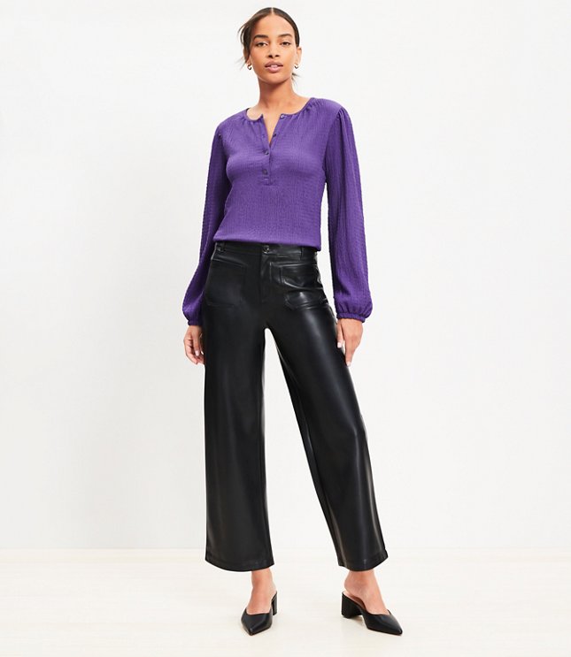 Palmer Wide Leg Crop Pants in Faux Leather