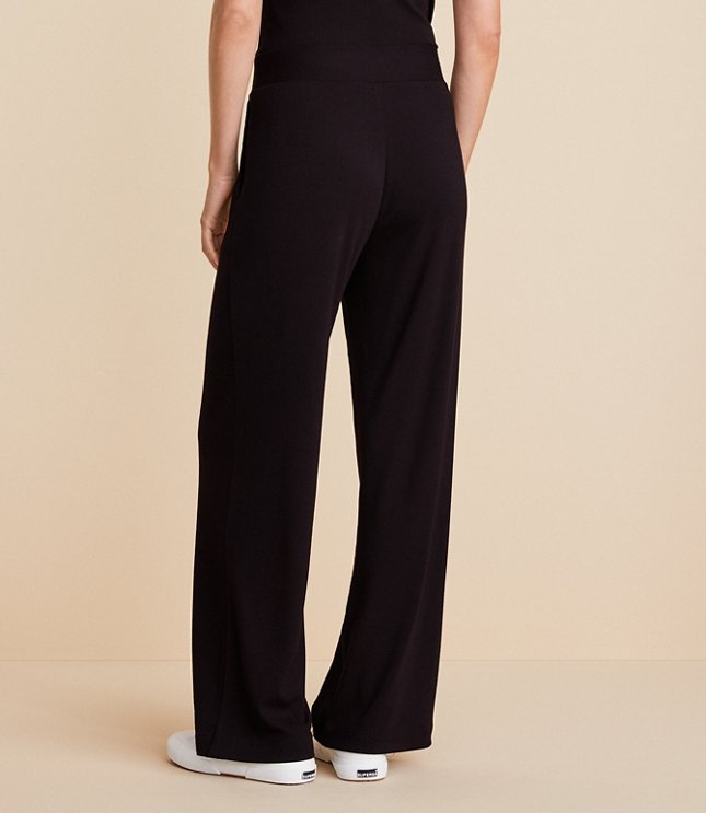 Essential Rib Wide Leg Pant-PETITE