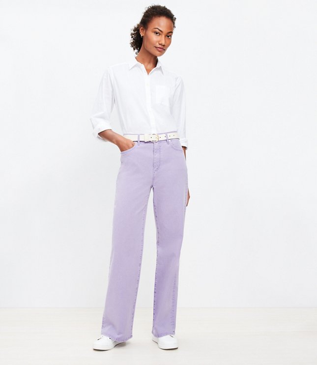 Petite High Rise Wide Leg Jeans Spring Lavender