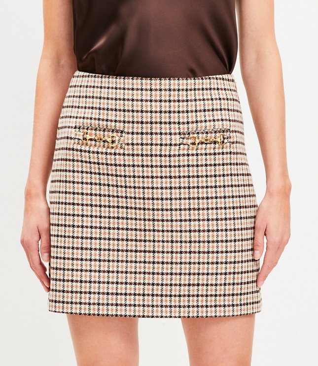 Tweed Flap Pocket Skirt - Black/White Multi