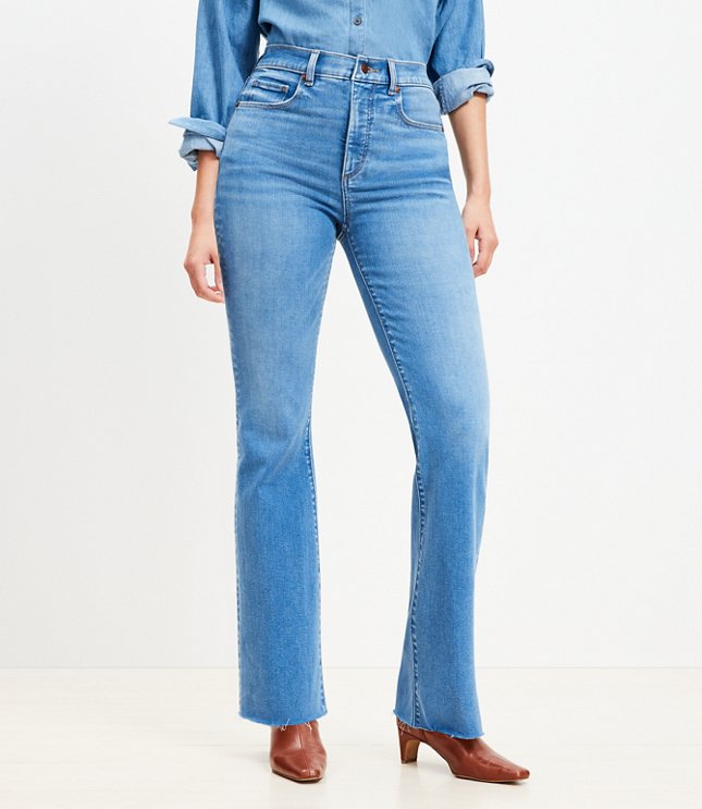 Petite Curvy Fresh Cut High Rise Slim Flare Jeans in Light Wash Indigo