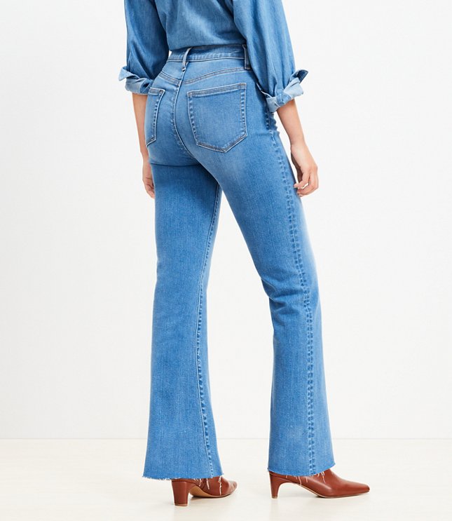 Petite Curvy Fresh Cut High Rise Slim Flare Jeans in Light Wash Indigo