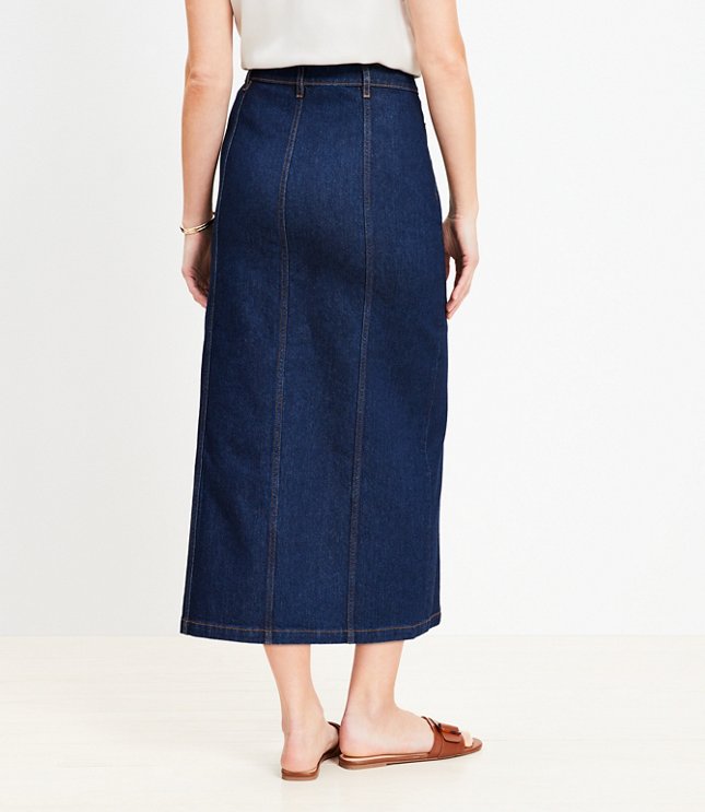 Denim Pocket Midi Skirt Classic Rinse Wash