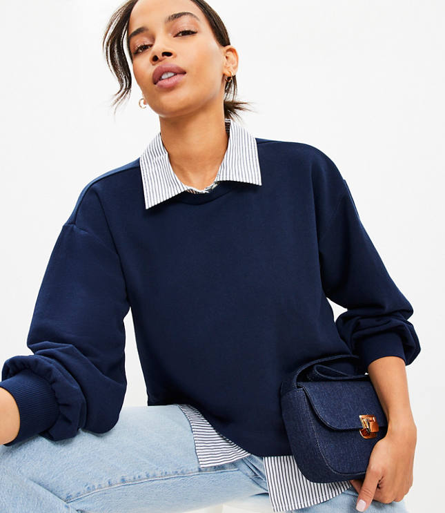 Petite Pleated Sleeve Sweatshirt