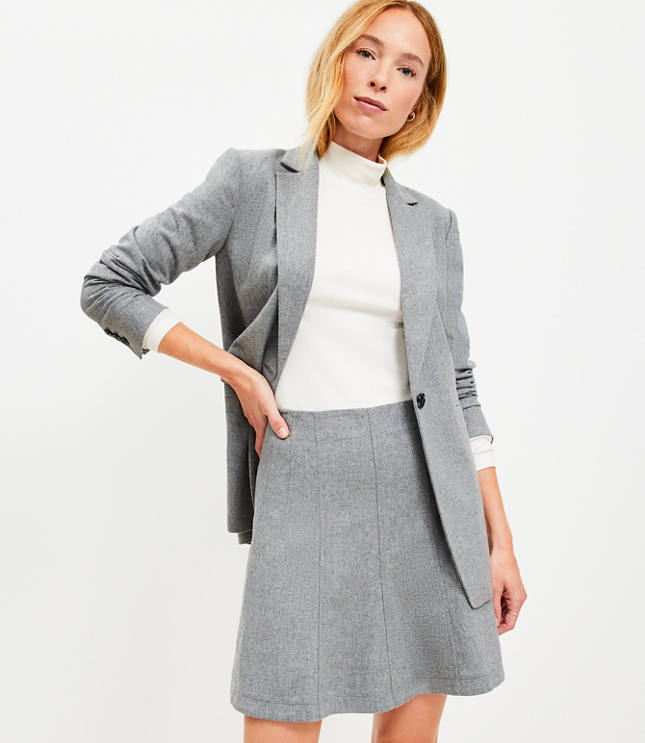 Wool Blend Seamed Mini Skirt - Dove Grey Heather