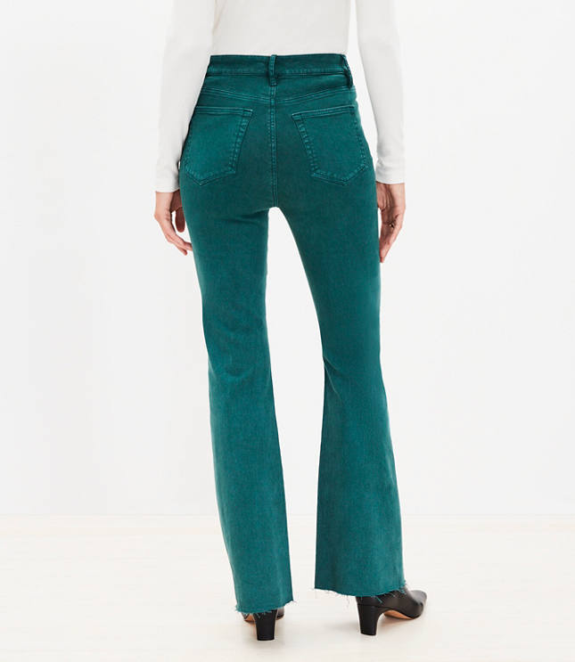Petite Fresh Cut High Rise Slim Flare Jeans in Deep Spruce Green