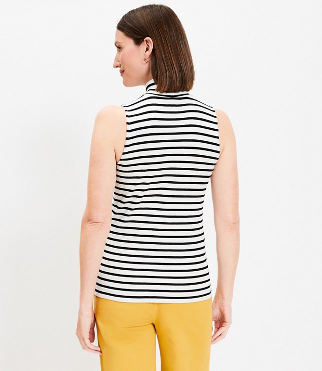 Stripe Mock Neck Perfect Ribbed Tank Top