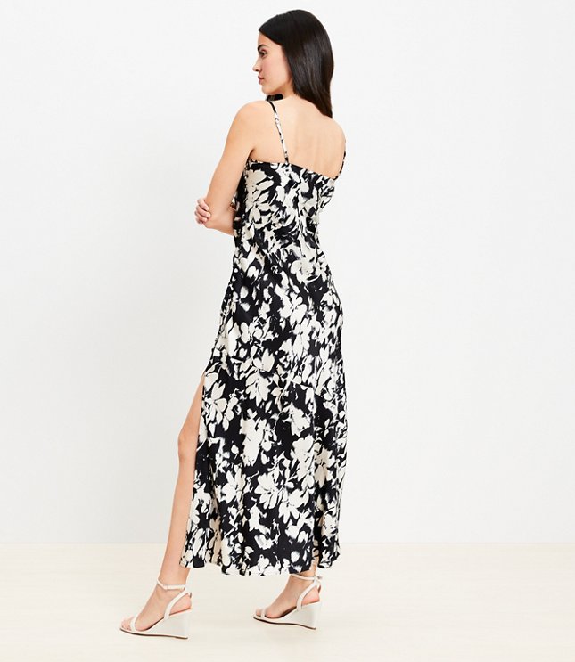 Petite Gardenia Button Strappy Bias Midi Dress