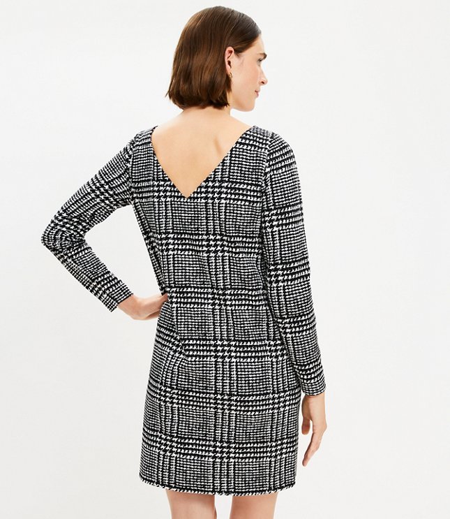 Tall Houndstooth Button Back Pocket Dress